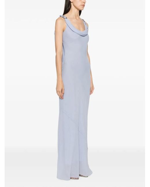 Patrizia Pepe White Cowl-Neck Ring-Detail Maxi Dress