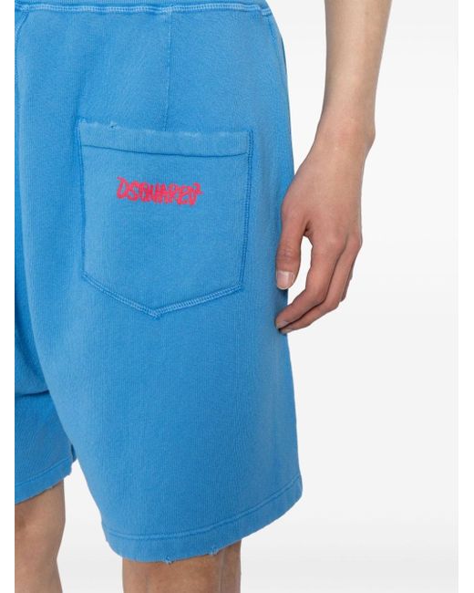 DSquared² Blue Logo-print Cotton Shorts for men
