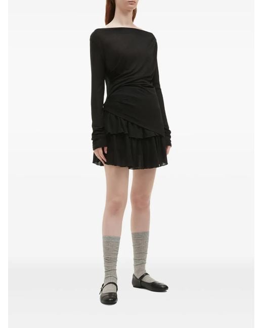 B+ AB Black Ruffled Mini Skirt