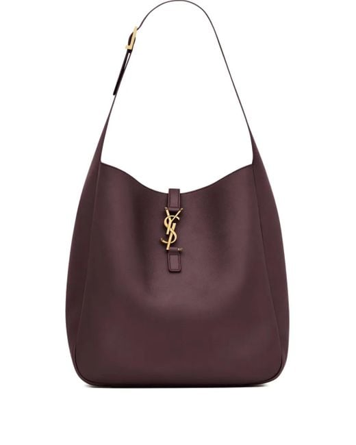 Saint Laurent Le 5 À 7 Leren Schoudertas in het Purple