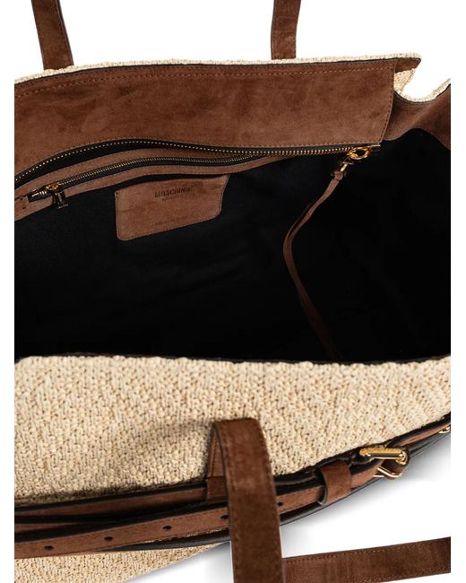 Moschino Natural Belted Woven Tote Bag