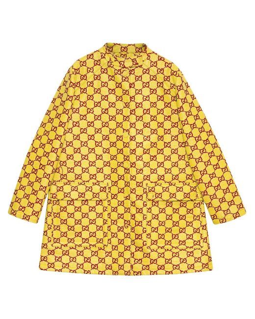 Gucci Yellow GG Supreme Single-breasted Coat