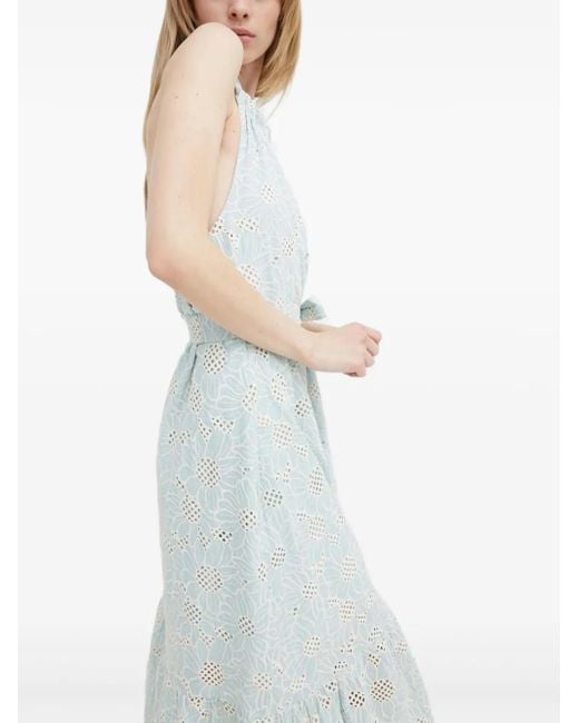 Bruuns Bazaar White Woodbine Bb Kaia Eyelet-Embroidered Halter-Neck Maxi Dress