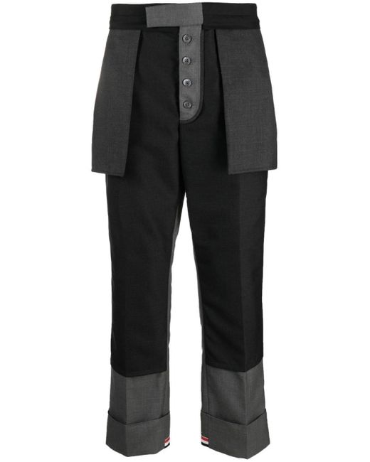 Thom Browne Black Deconstructed-design Twill Straight-leg Trousers for men