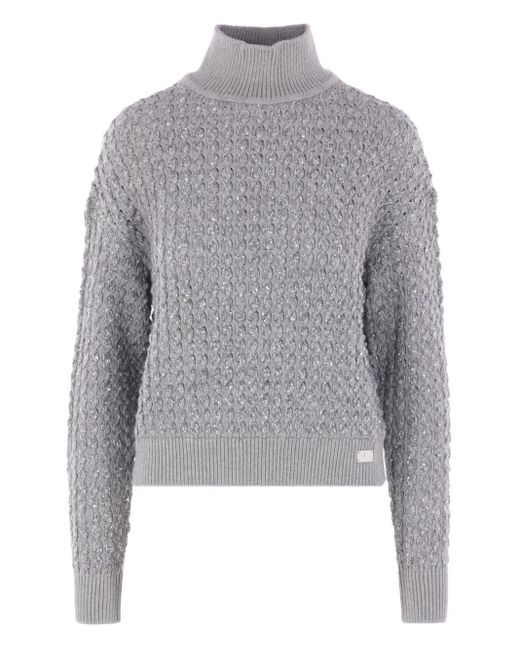 Jersey con lentejuelas y cuello alto Elisabetta Franchi de color Gray