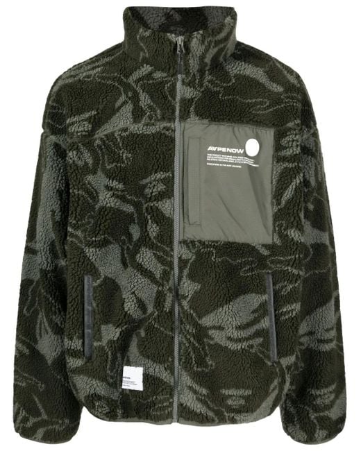 Aape By A Bathing Ape Green Camouflage-Print Fleece Jacket for men