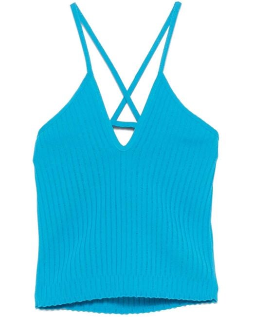 Haut En Maille Nervurée Iceberg en coloris Blue
