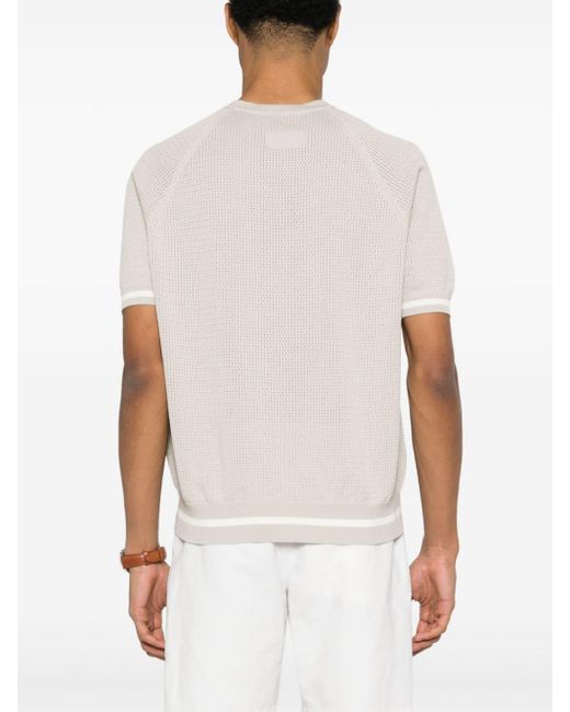 Eleventy White Open-knit Cotton T-shirt for men