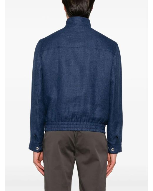 Brunello Cucinelli Blue Bomber Jacket for men