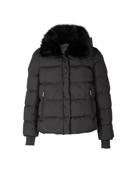 Tahari Black Quilted Puffer Jacket