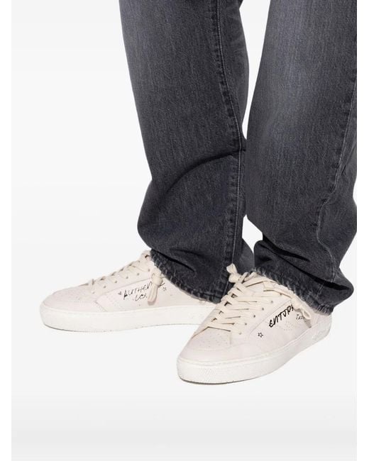 ENTERPRISE JAPAN White Perforated Leather Sneakers for men