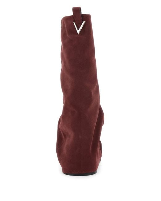 The Attico Red Robin Suede Combat Boots