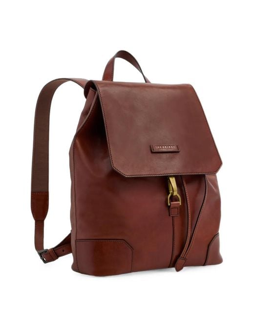 The Bridge Brown Flap-Closure Leather Backpack for men