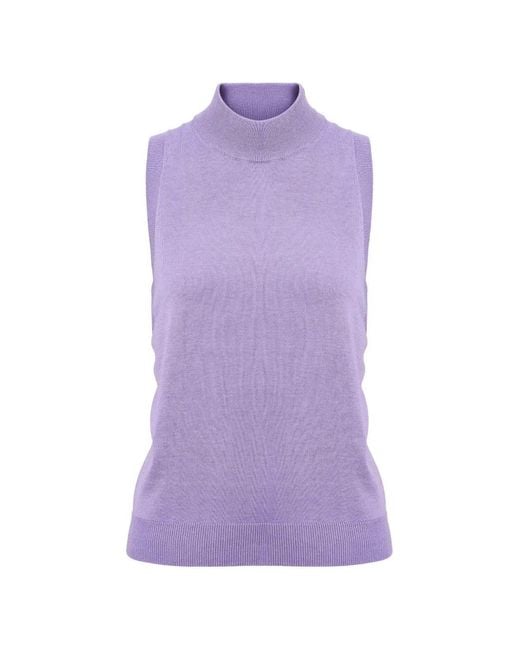 Carolina Herrera Purple Sleeveless Mock-Neck Tank Top