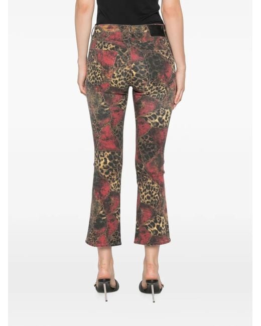 R13 Gray Kick Leopard-Print Jeans