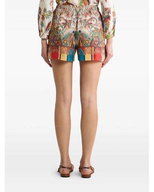 Etro White Mini-Short Peau D'Ange En Soie