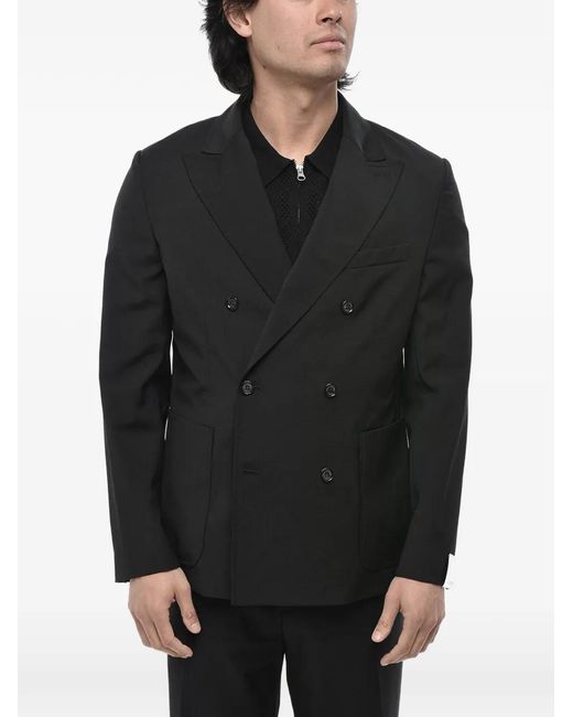 Paolo Pecora Black Double-Breasted Blazer for men