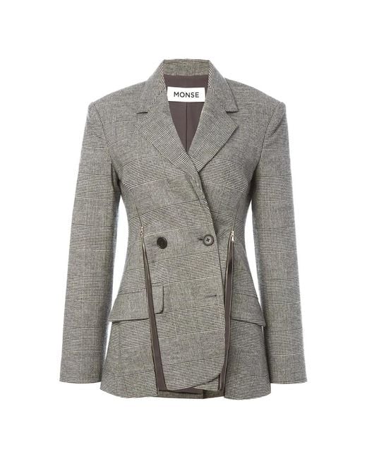 Monse Gray Deconstructed-Lapel Double-Breasted Jacket