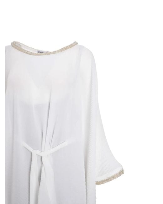 Baruni White Beads Detachable Slip Dress