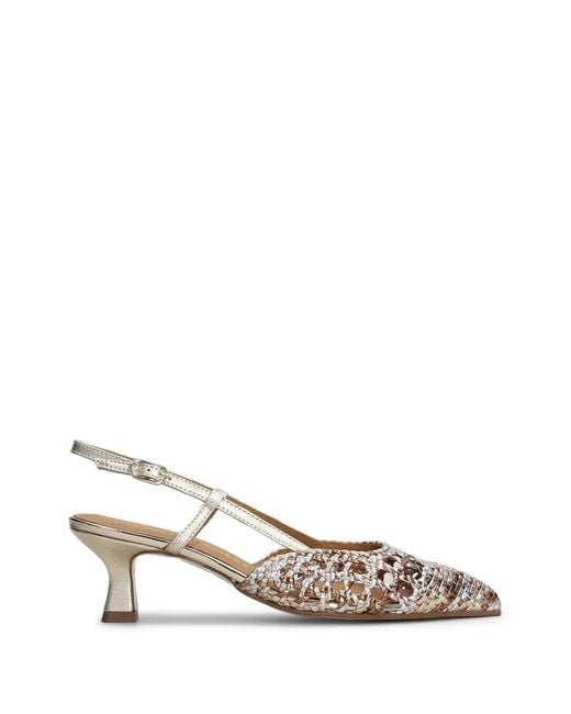 Pedro Miralles White Mantua Woven Slingback Pumps