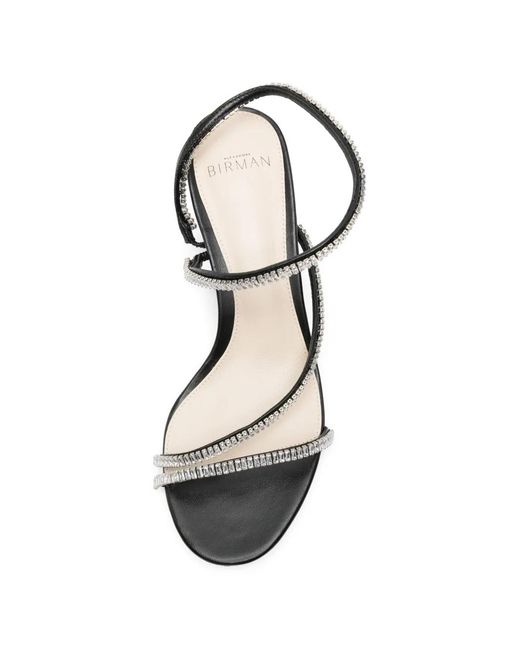 Alexandre Birman White Crystal-Embellished Leather Sandals