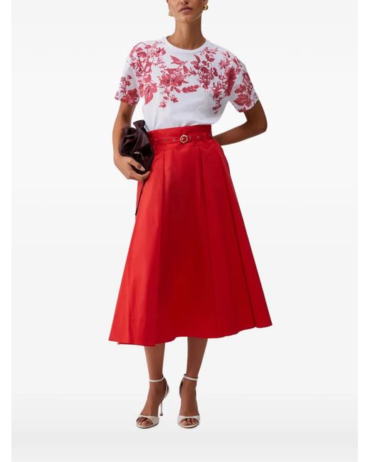 Liu Jo Red T-Shirt With Print And Embroidery