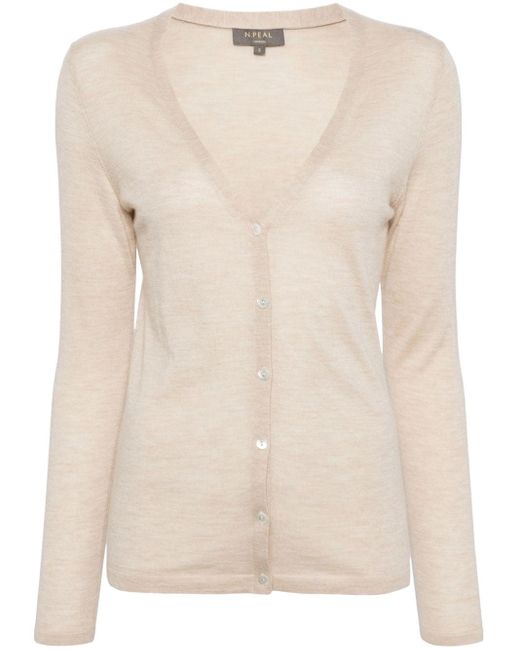 N.Peal Cashmere Mia Cashmere Cardigan Natural