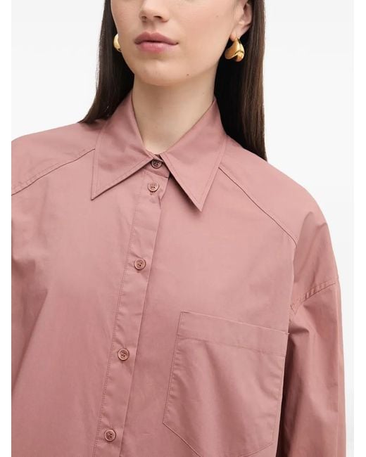 Patrizia Pepe Pink Logo-Patch Oversized Shirt