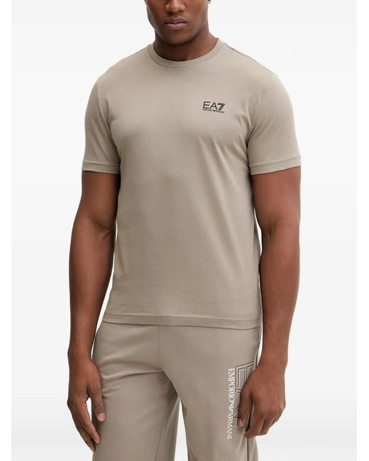 EA7 Brown Logo-Print Short-Sleeve T-Shirt for men