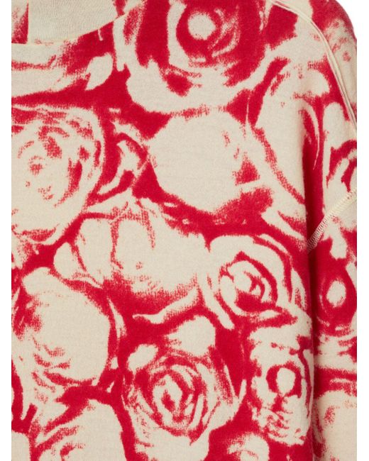 Burberry Red Rose-print Wool Hoodie for men
