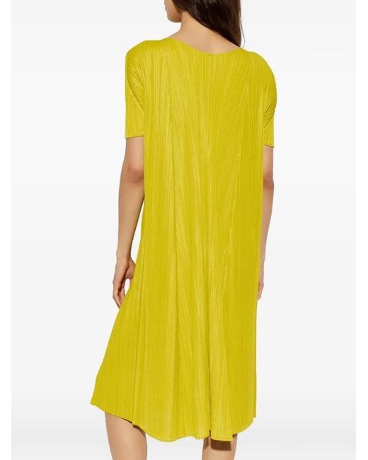 Pleats Please Issey Miyake Yellow Pleated Dress