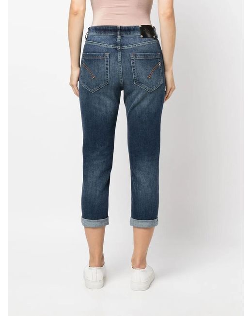 Dondup Blue Bleach-Effect High-Waisted Jeans