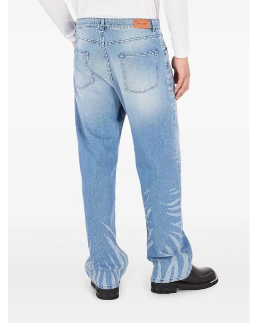 Roberto Cavalli Blue Zebra-Pattern Jeans for men
