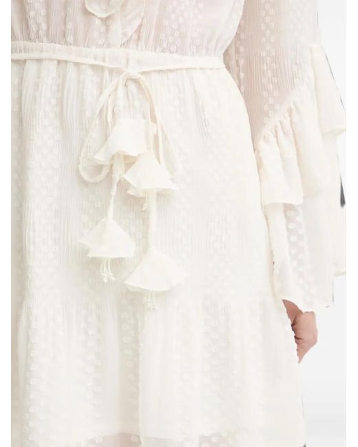 Guess White Ruffled Dress With Belt
