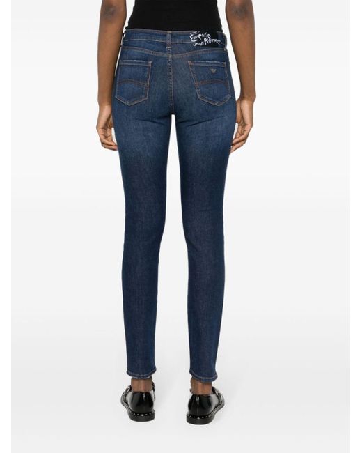 Emporio Armani Blue J20 Skinny-Jeans mit hohem Bund