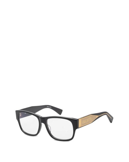 Bugatti White Logo-Engraved Rectangle-Frame Glasses for men