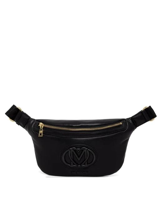 Love Moschino Black Logo-Plaque Belt Bag