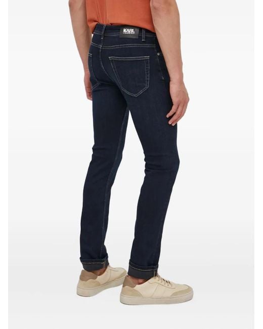 Karl Lagerfeld Blue Logo Patch Jeans for men