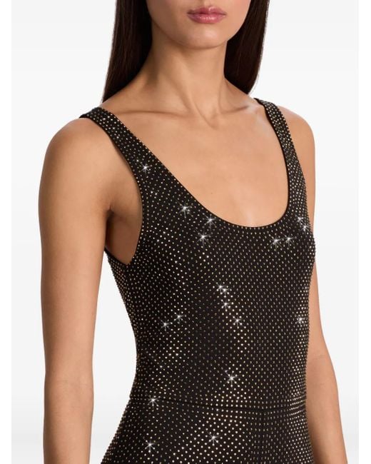 Alice + Olivia Black Verzierter Teresa Jumpsuit mit ausgestelltem Saum