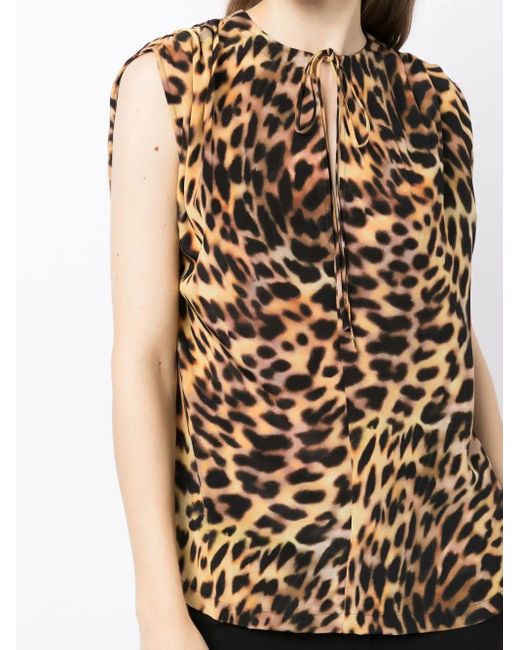 Stella McCartney Black Leopard-Print Silk Blouse
