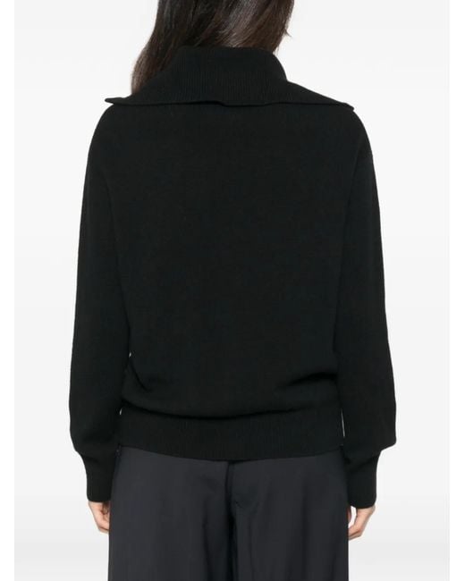 Lisa Yang Black Denie Button-Up Sailor-Collar Cardigan