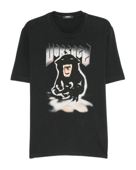 Versace Panther print jersey t-shirt in Black für Herren