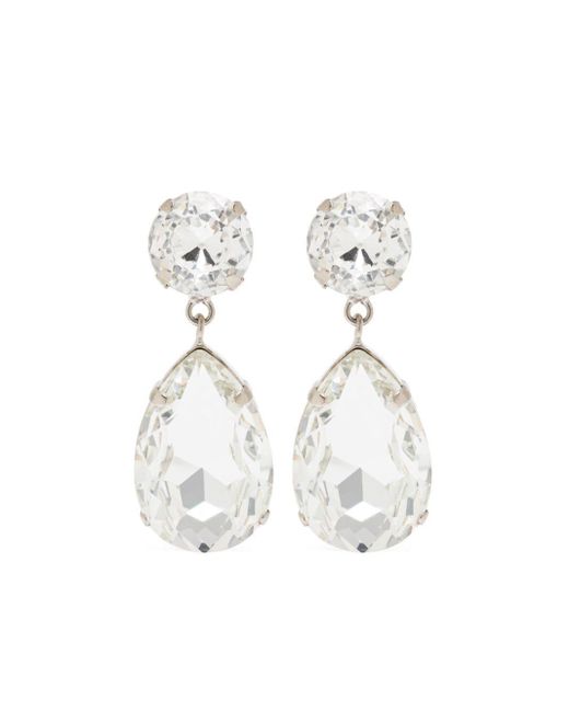 Moschino White Drop Glass-crystal Earrings