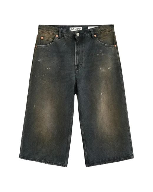 Our Legacy Gray Capri Cut Shorts for men