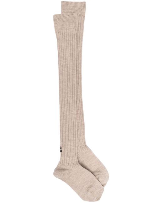Miu Miu White Knee-high Logo Socks