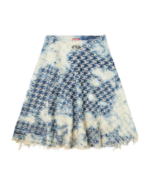 Falda vaquera con motivo pied de poule DIESEL de color Blue