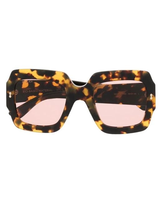 Gucci Brown Oversized Tortoiseshell-Frame Sunglasses