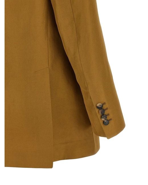 Alberto Biani Natural Double-Breasted Peak Lapels Blazer