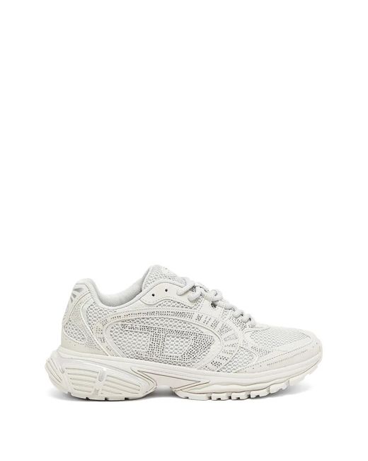 DIESEL White S-Pro-V-Dense Rhinestone-Embellished Mesh Sneakers