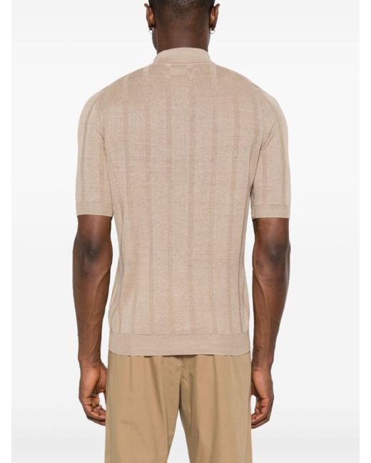 Ballantyne Natural Striped Linen Short-sleeved Shirt for men